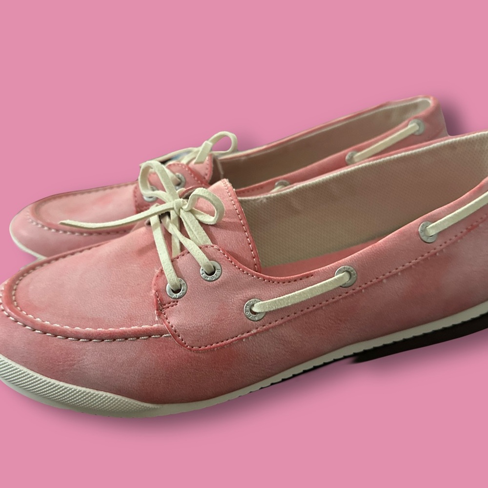Blowfish Pink Loafers with White Accents